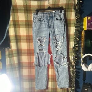 Distressed Light Blue Jeans